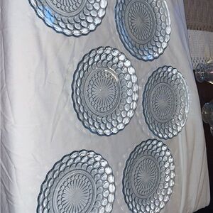 Set Of 6 Vintage Bubble Anchor Hocking Depression Glass Plates 6 3/4"